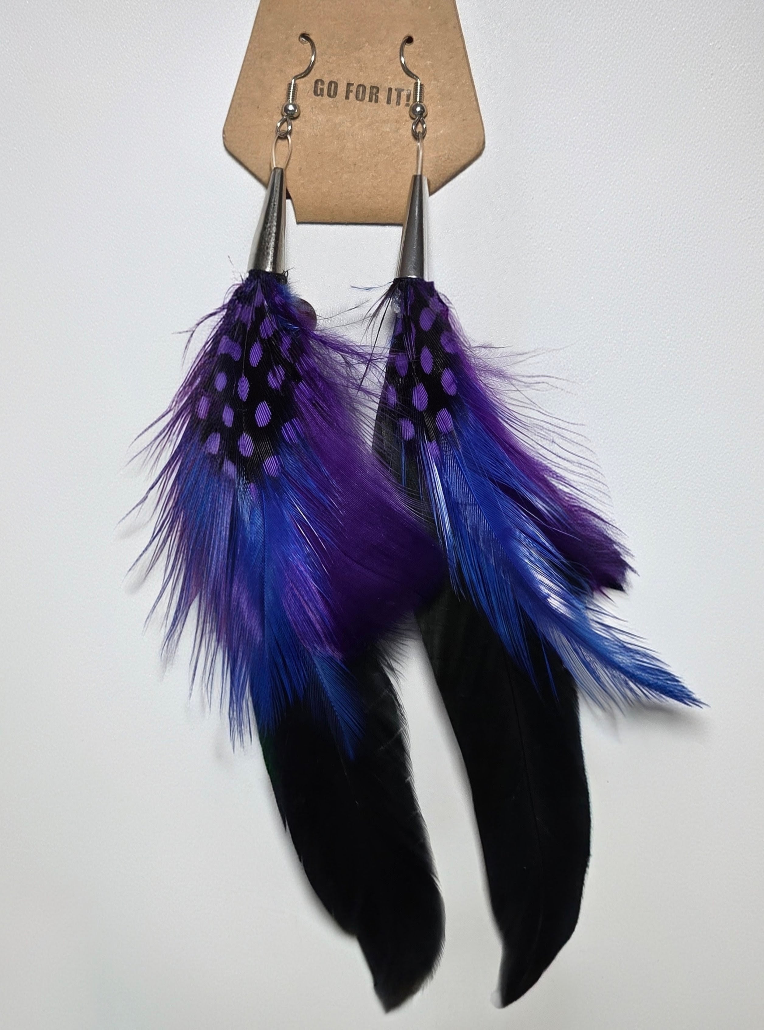 Silver Topped Feather Earrings