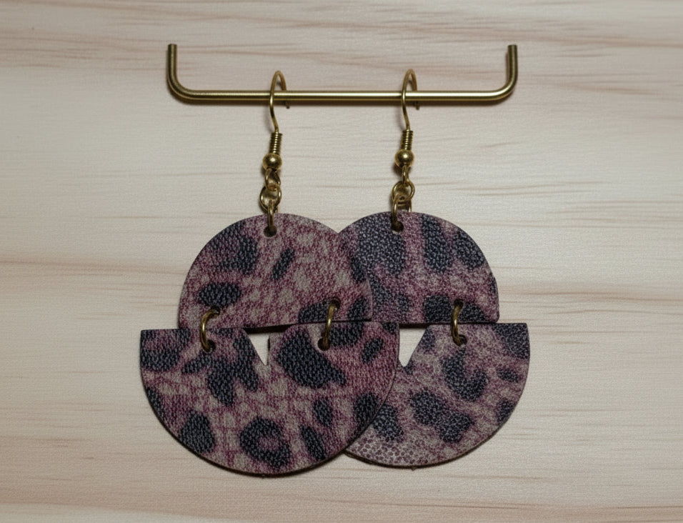 Two Tier Faux Leather Earrings