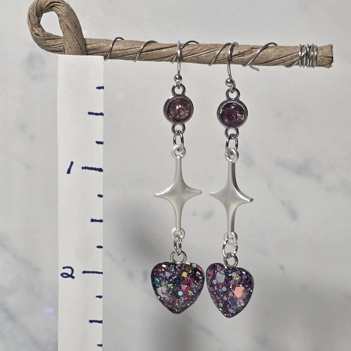 Glittery Heart Dangles