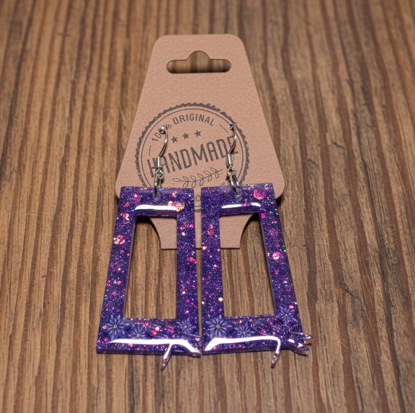 Purple Sparkle Dragonfly Earrings