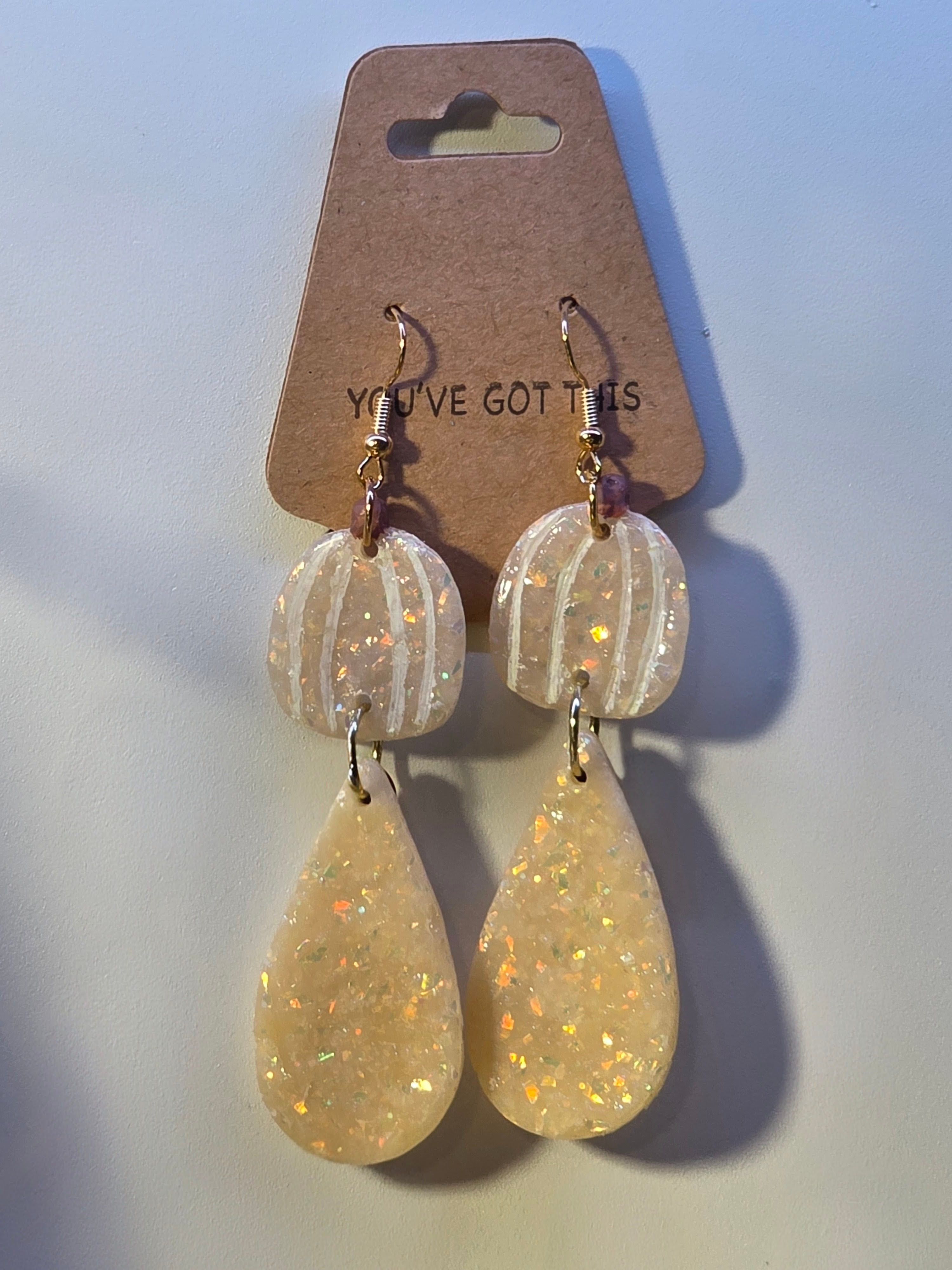 Opalescent Clay Pumpkin Earrings