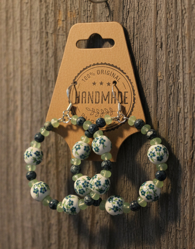 Teal Floral Hoops