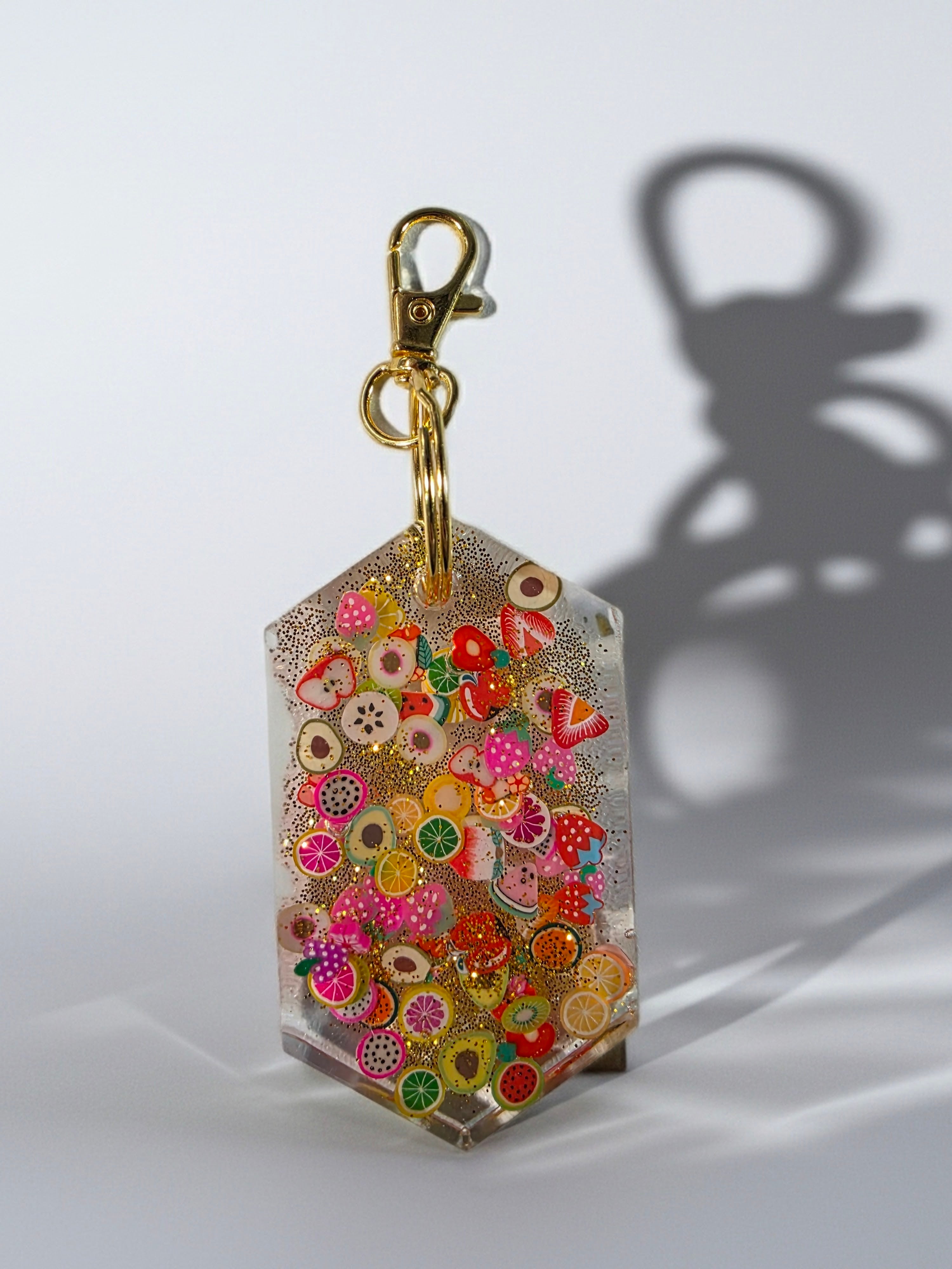 Glittery Fruit Slice Keychain