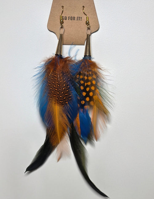 Gold Topped Feather Earrings