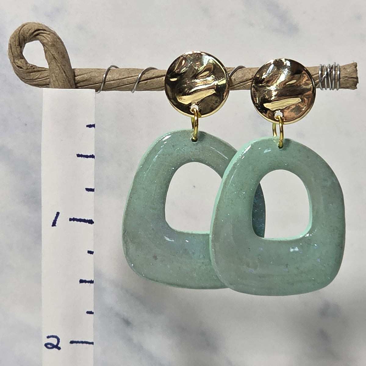 Abstract Shimmery Teal Stud Dangles