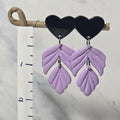 Iridescent Purple Feathers With Black Heart Studs