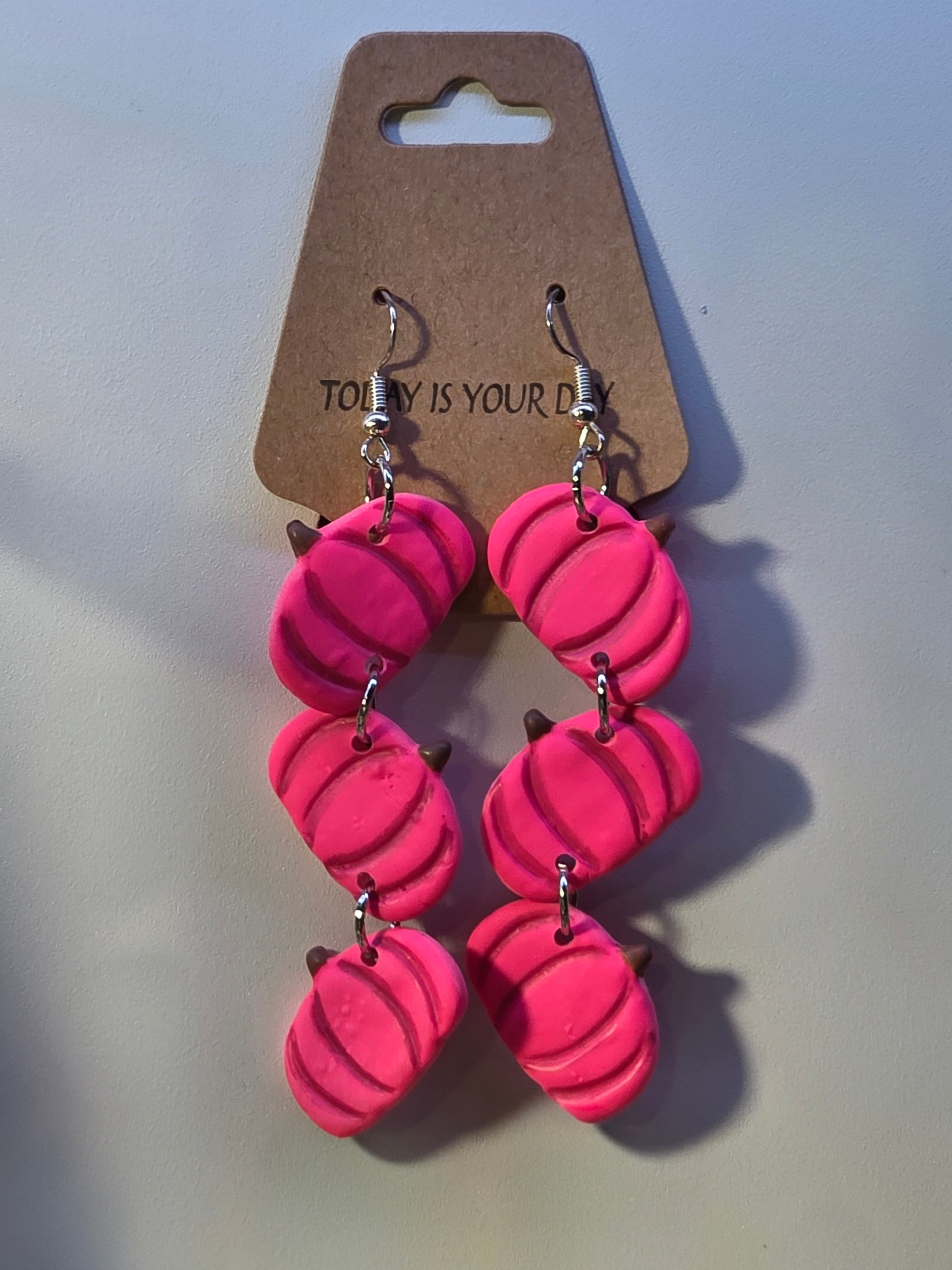 Clay Pumpkin Chain Earrings