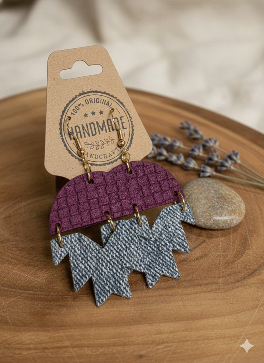 Two Tier Faux Leather Earrings