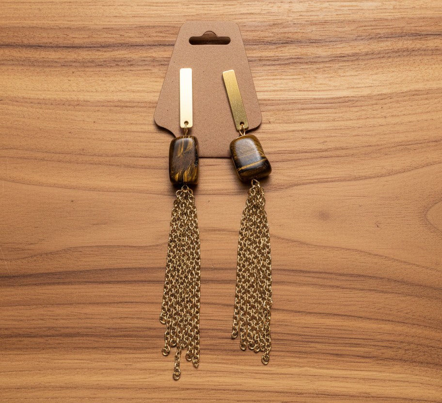 Tigers Eye Tassel Earrings