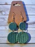 Teal Clay Sweater Textured Earrings