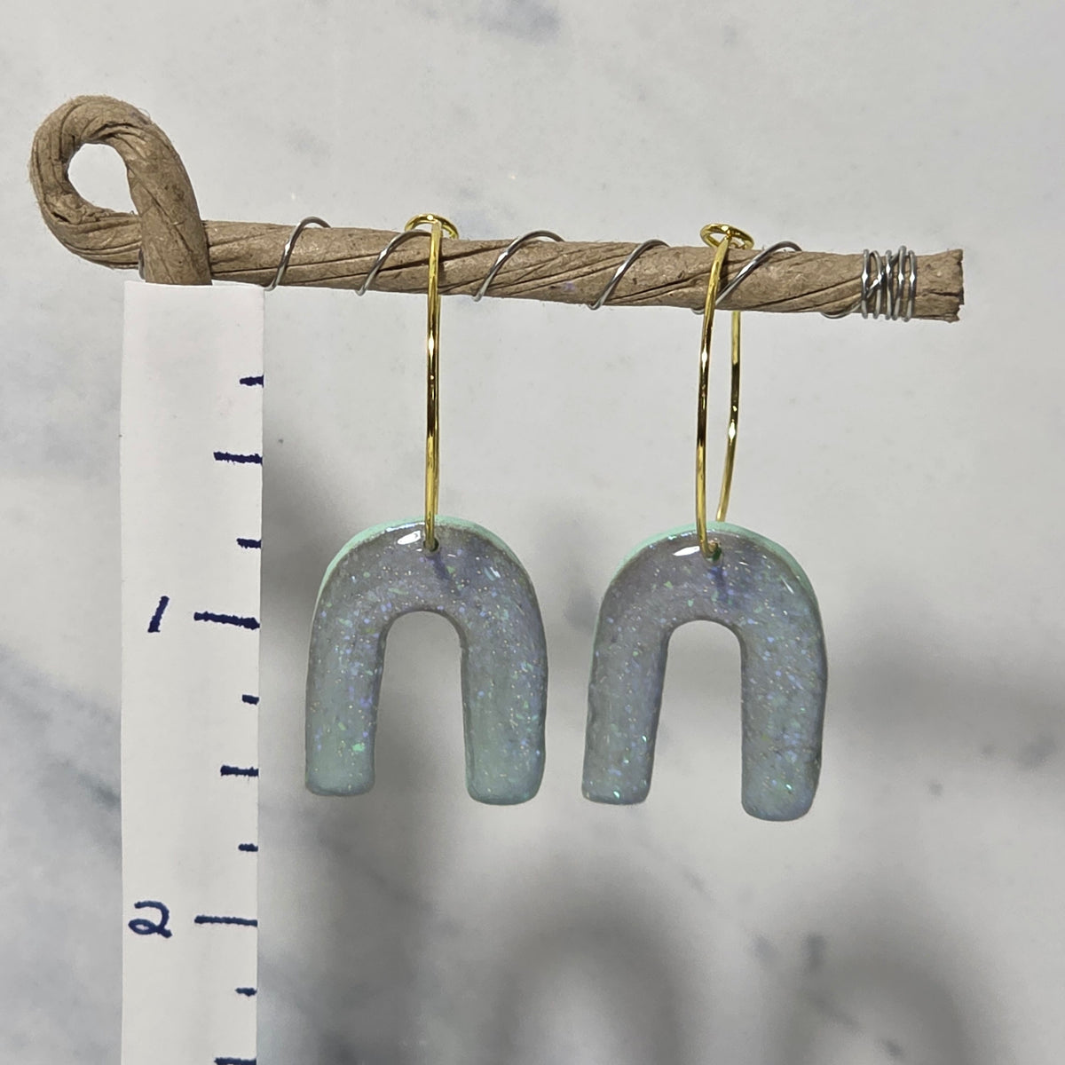 Shimmery Teal Arch Hoops