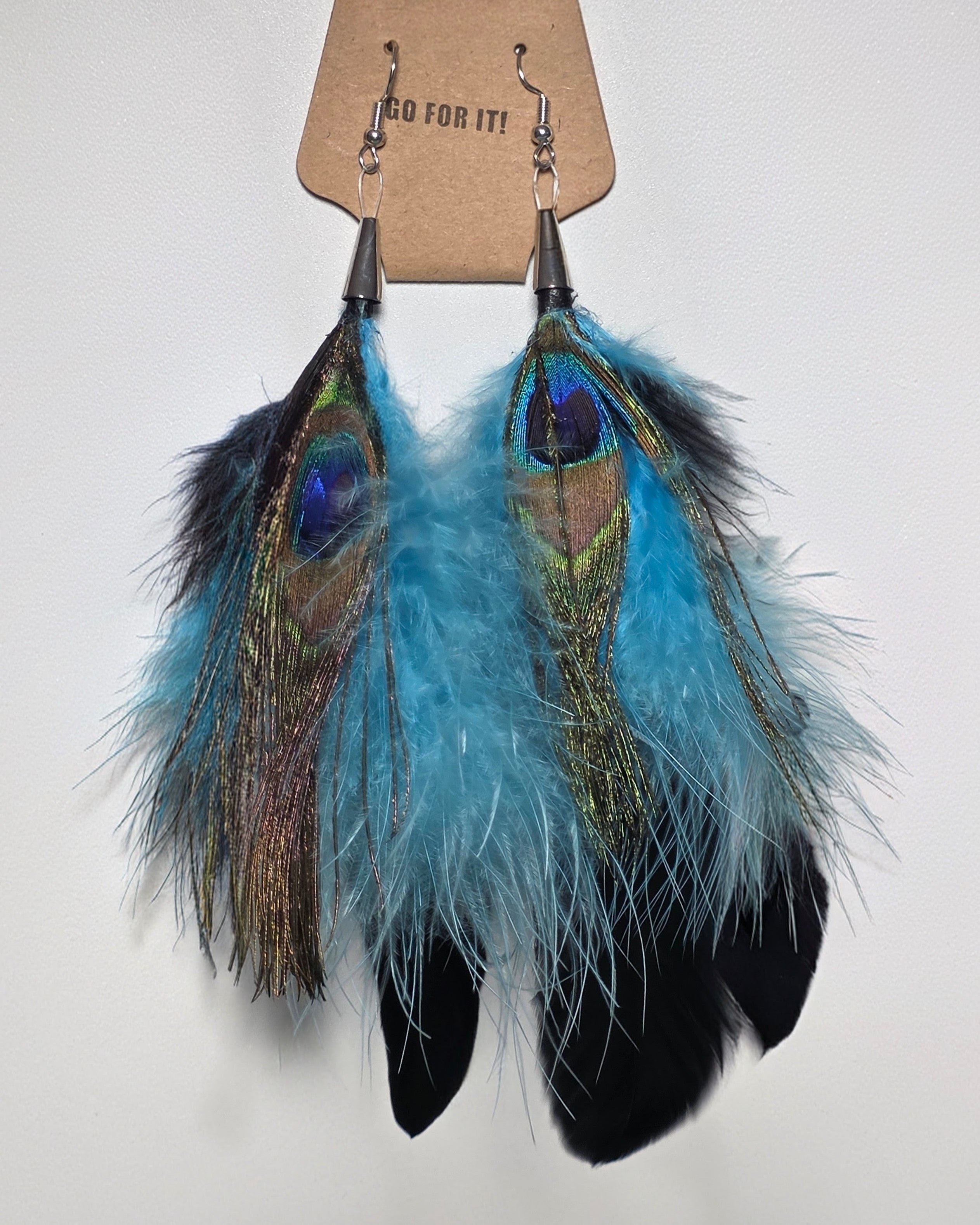 Silver Topped Feather Earrings