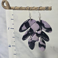 Swirled Lavender and Black Tiered Leaf Dangles