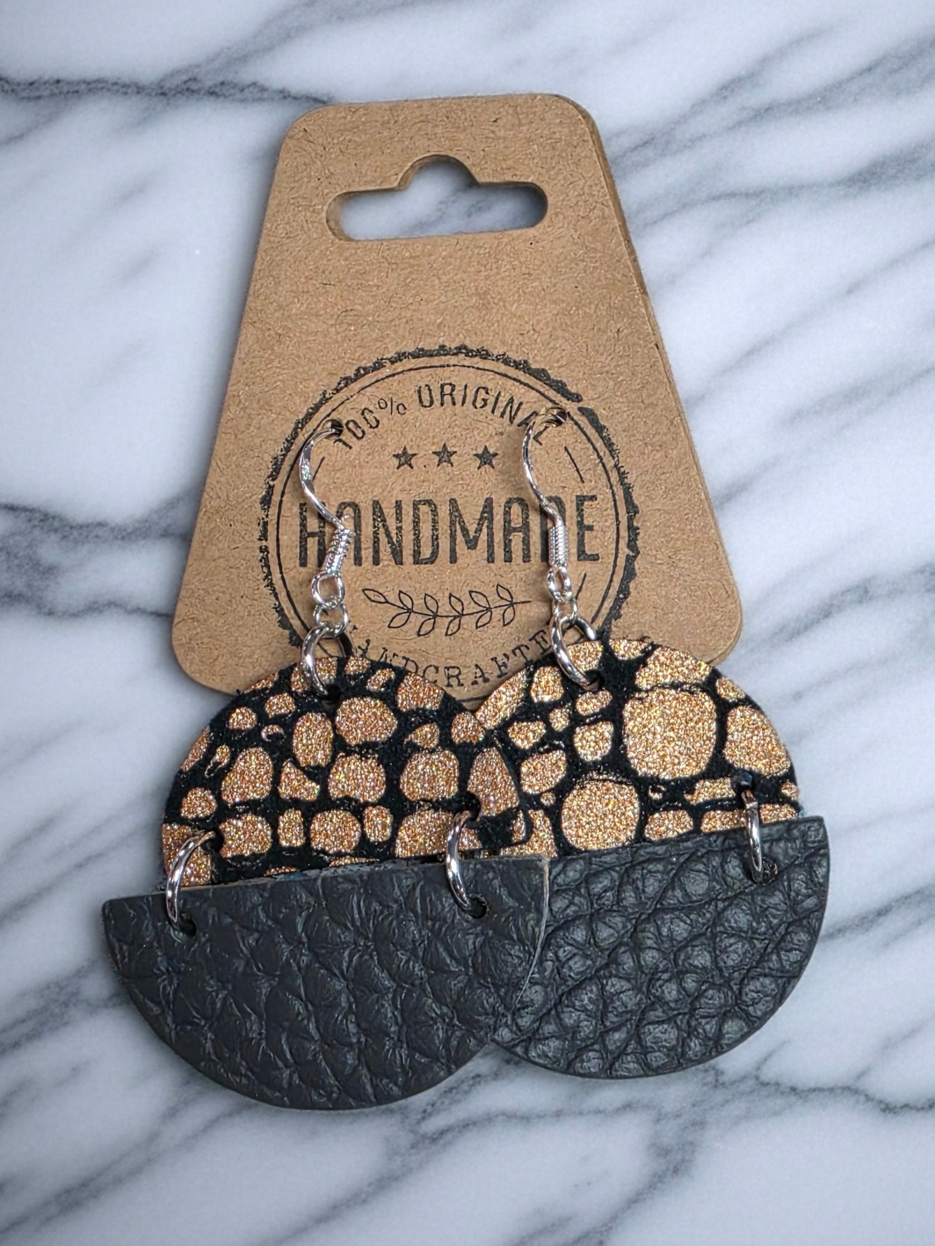 Two Tier Faux Leather Earrings