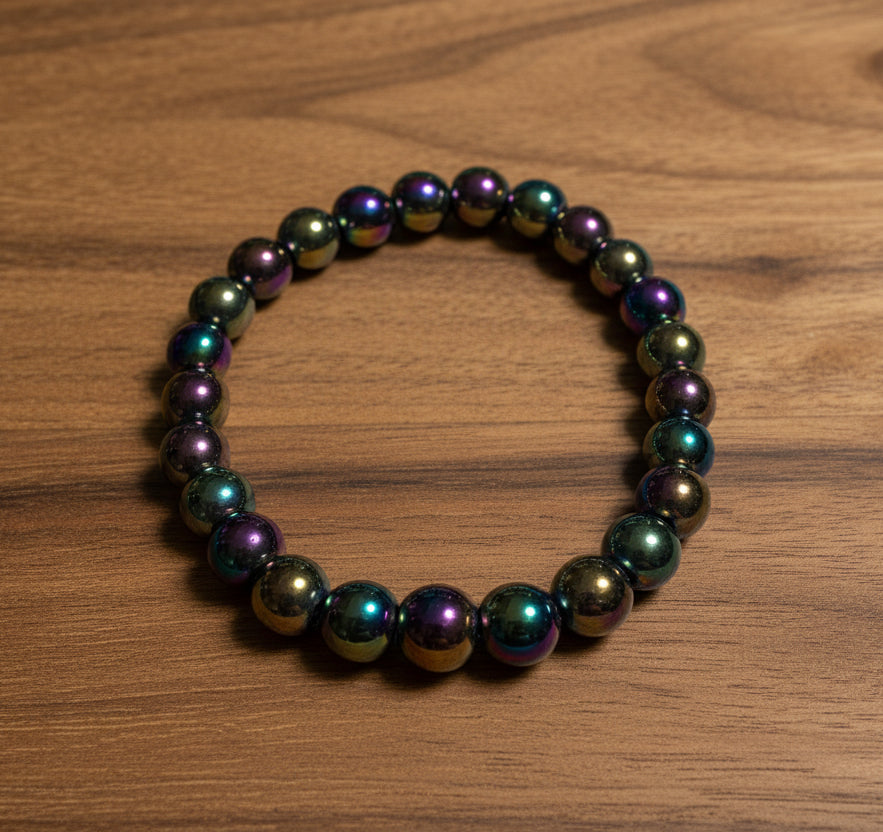 Rainbow Hematite Stretch Bracelet