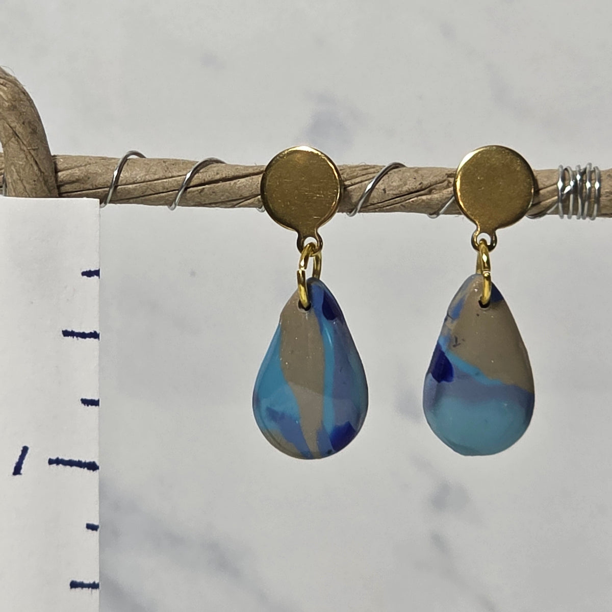 Mosaic Drops With Gold Studs