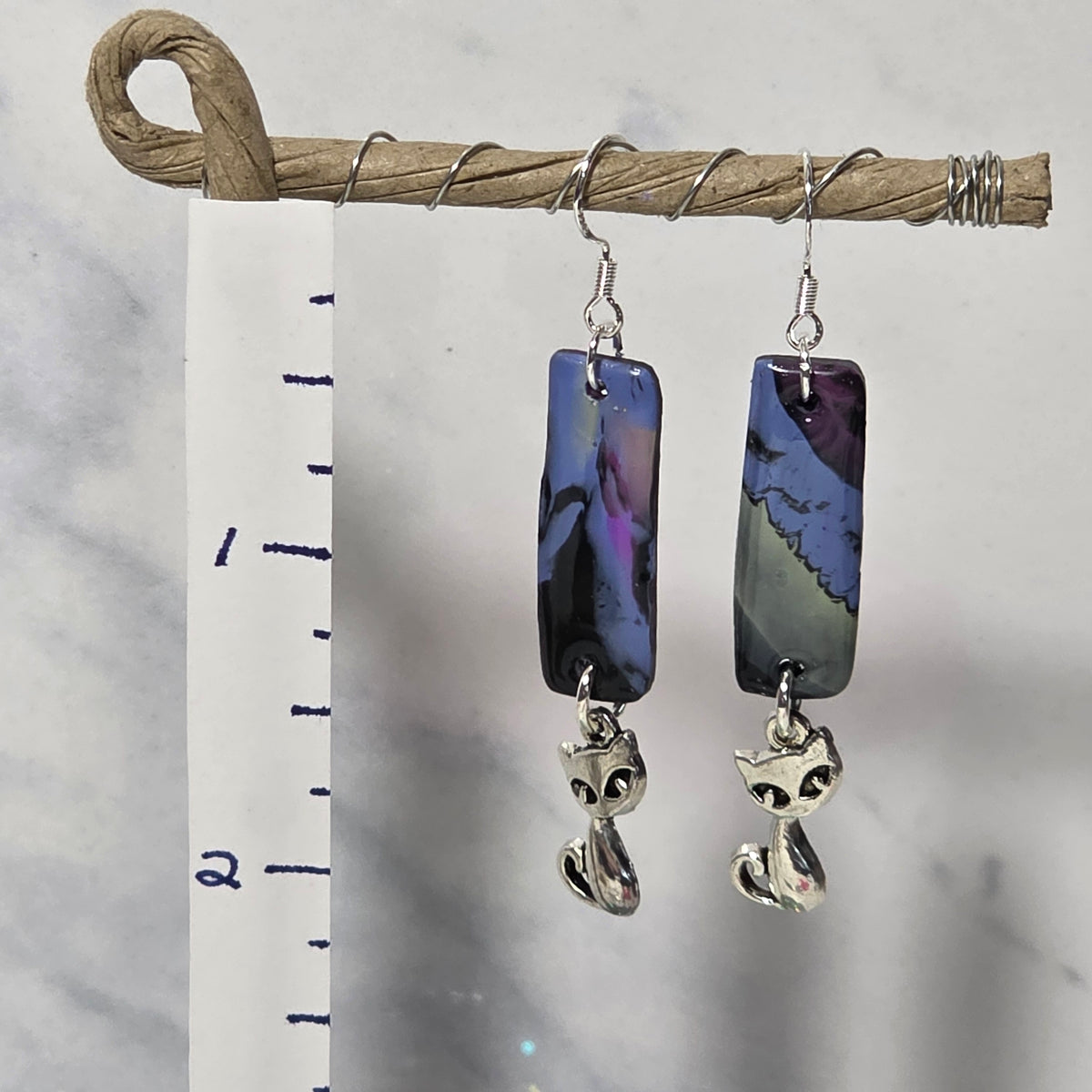 Marbled Clay Bars With Silver Charms